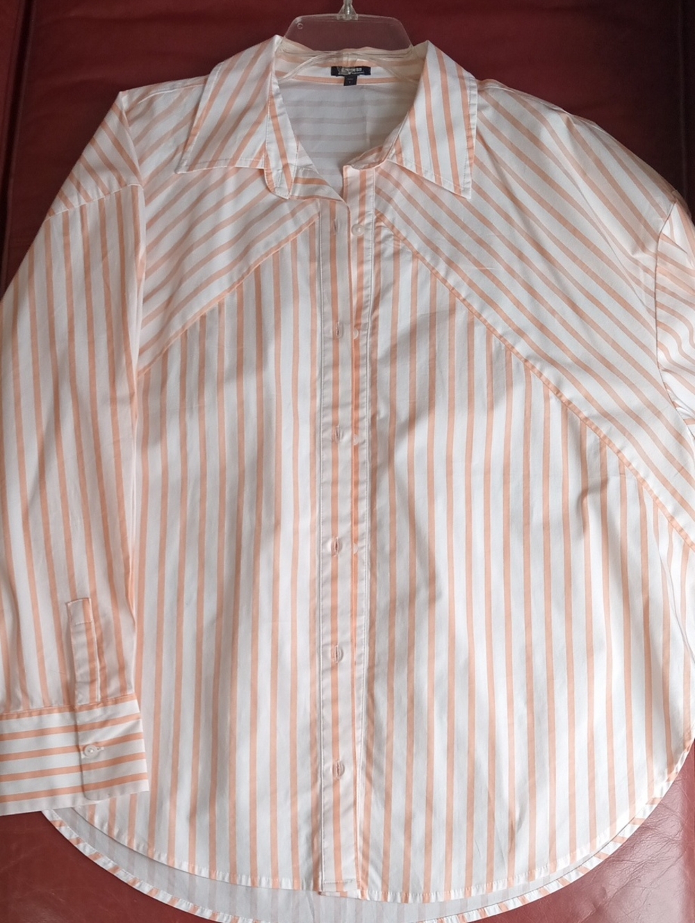 Express White and Peach Striped Shirt